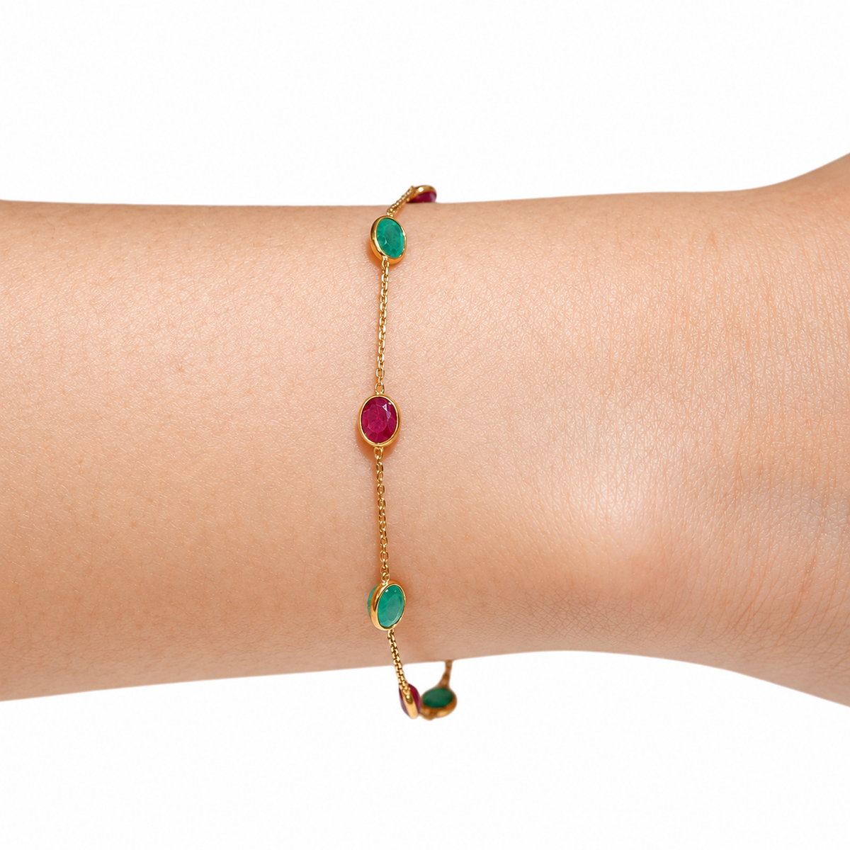 Ruby Emerald Oval Bracelet