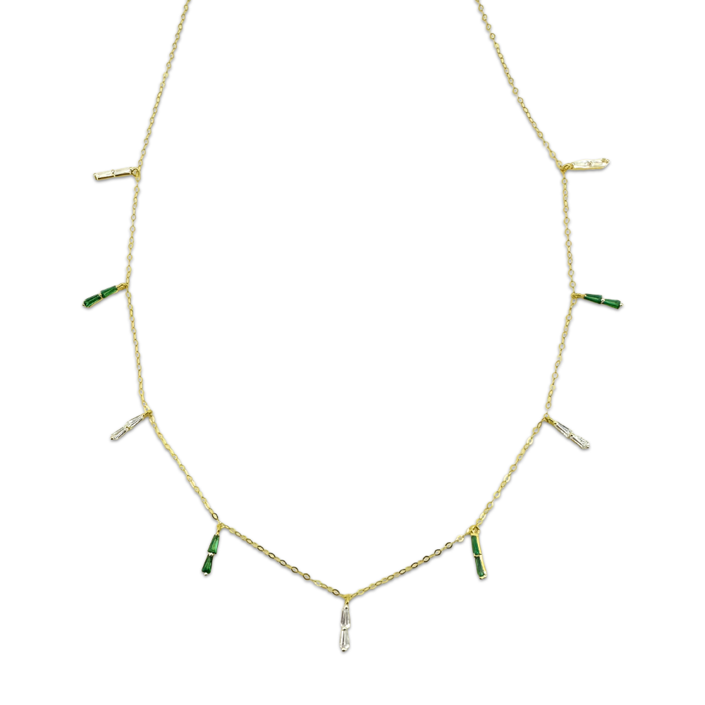 Dual Baguette Floating Necklace