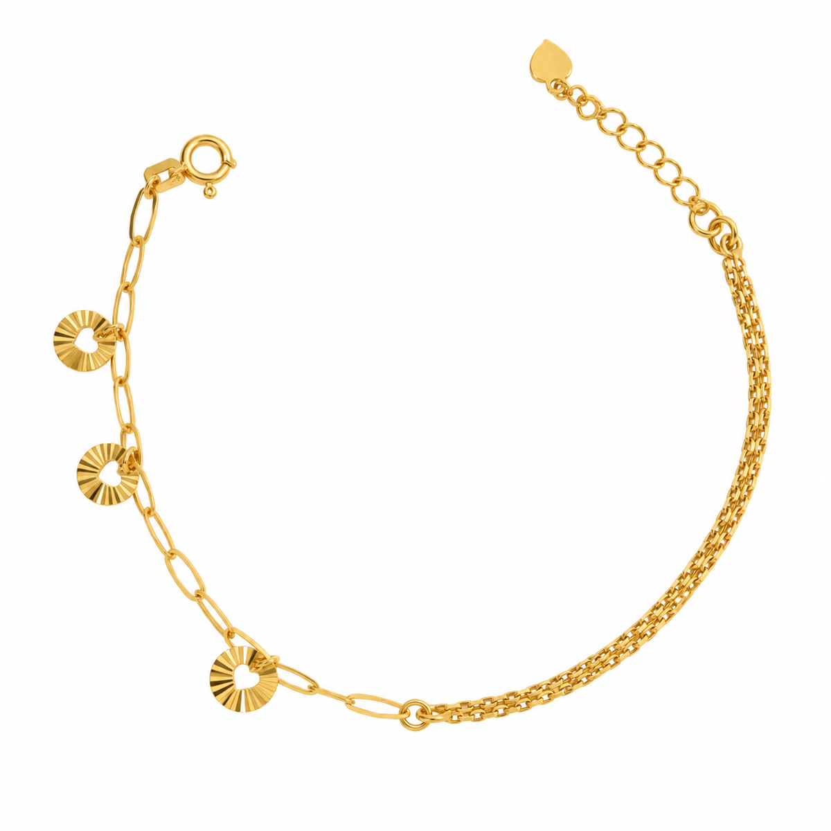 Dual Chain Sparkle Heart Bracelet