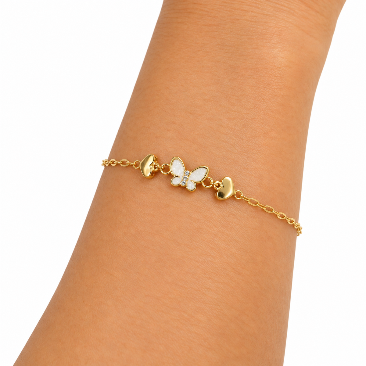 Pearly Butterfly Heart Bracelet