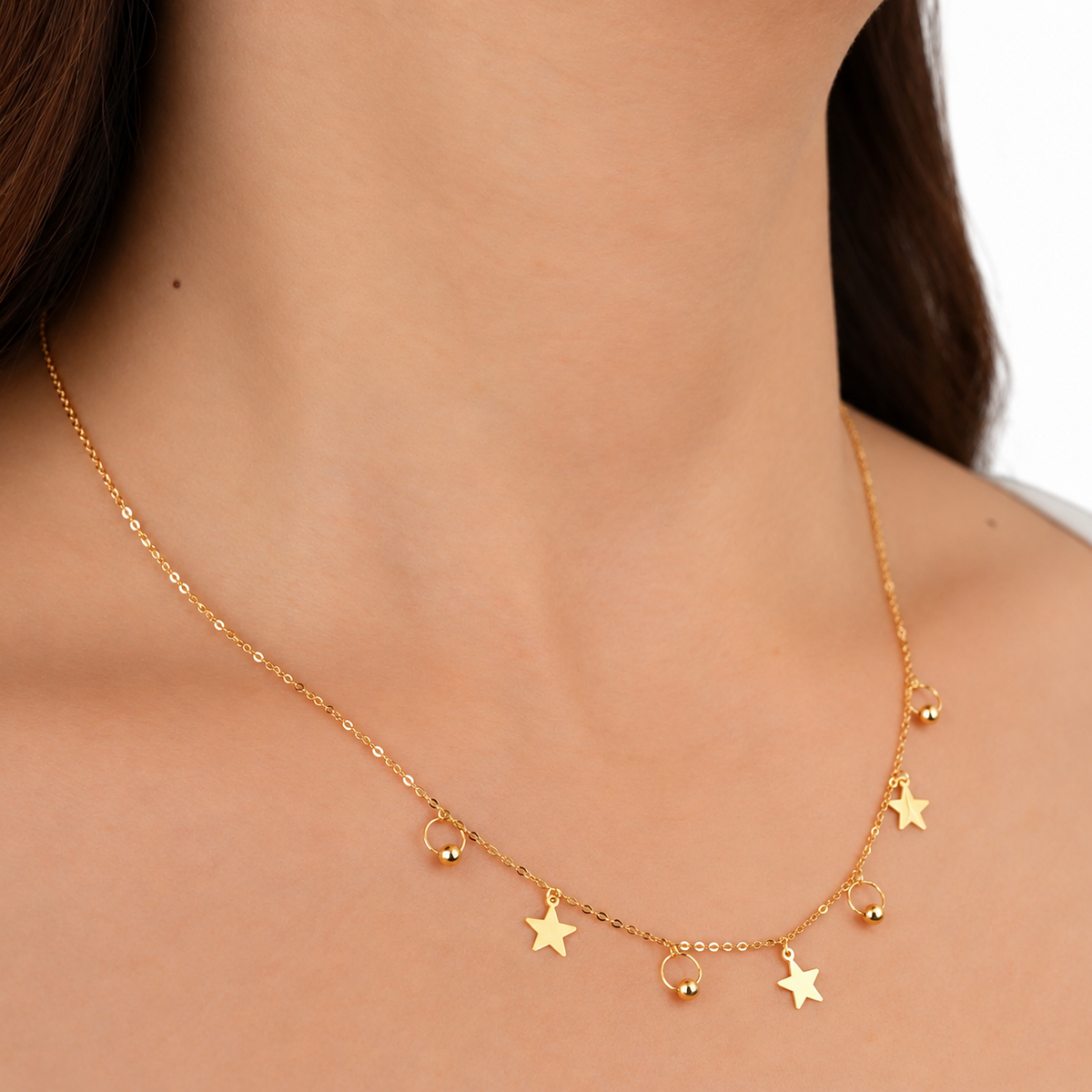 Starry Bead Charm Necklace