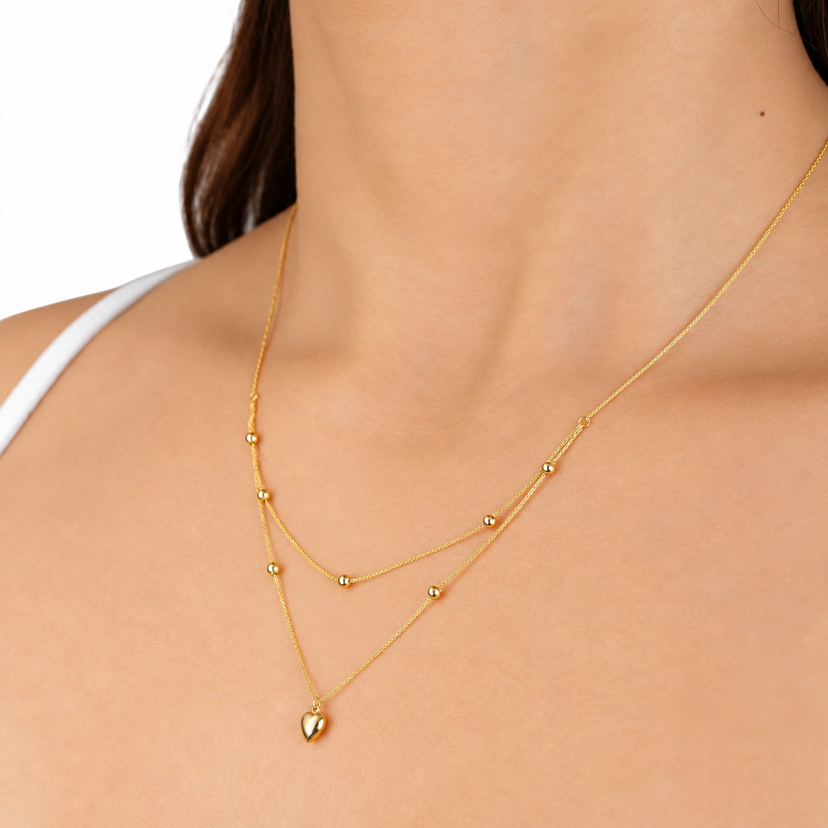 Layered Heart Sphere Necklace