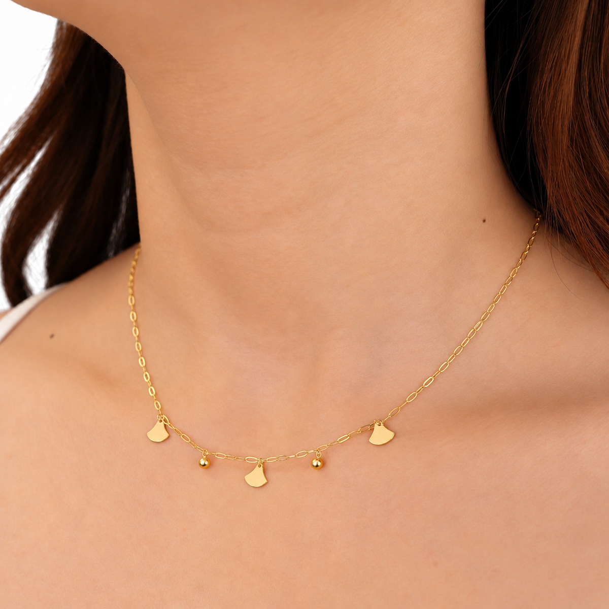 Flared Fan Bead Charm Necklace