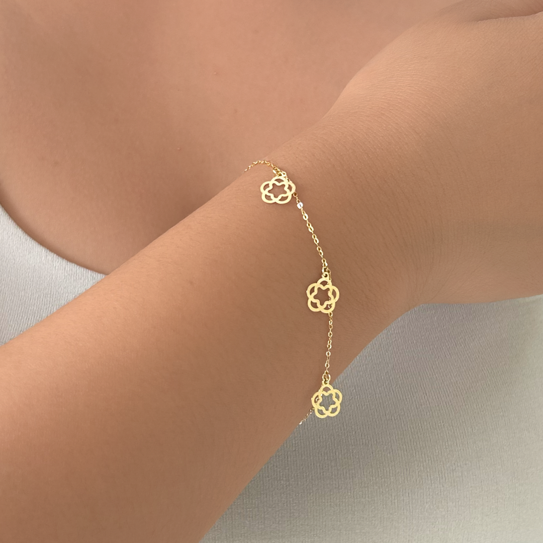 Double Flower Charm Bracelet