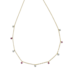 Dual Round Crystal Necklace (Pink)