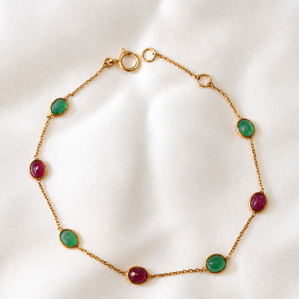 Ruby Emerald Oval Bracelet