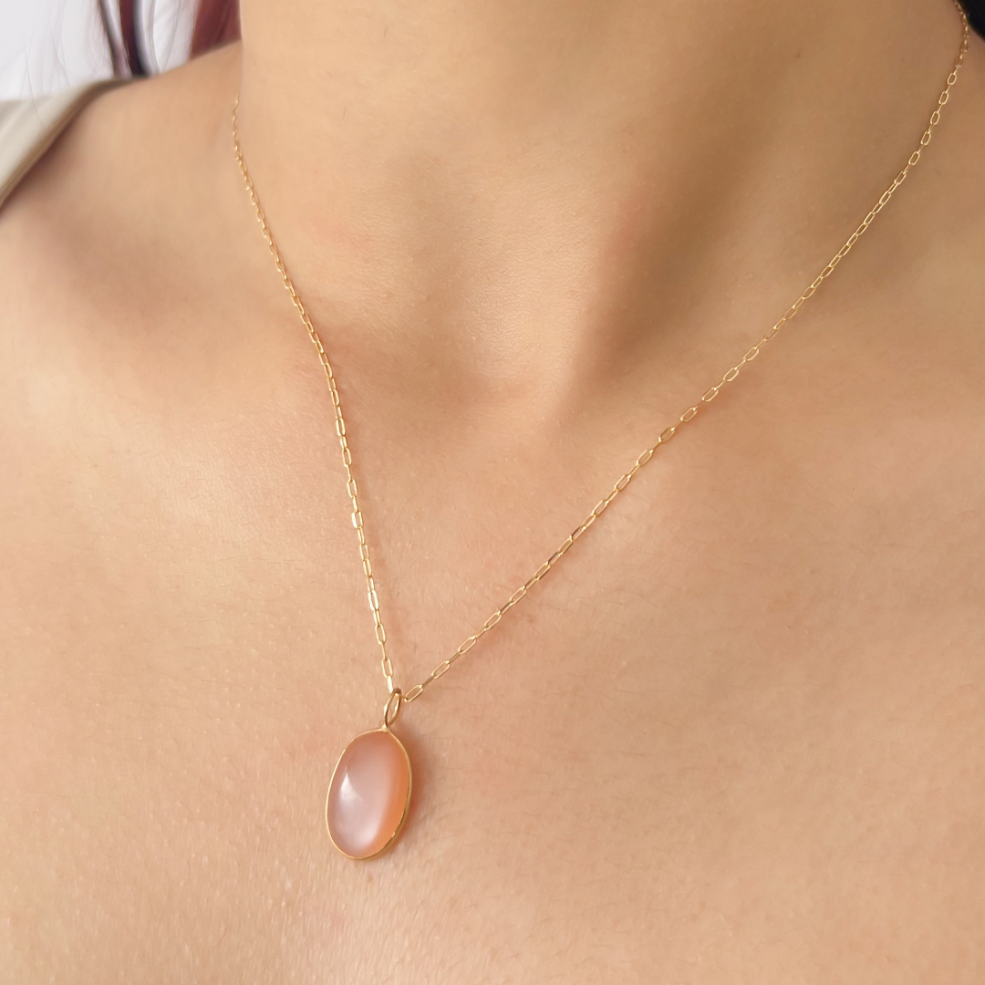 Pink Moonstone Oval Pendant