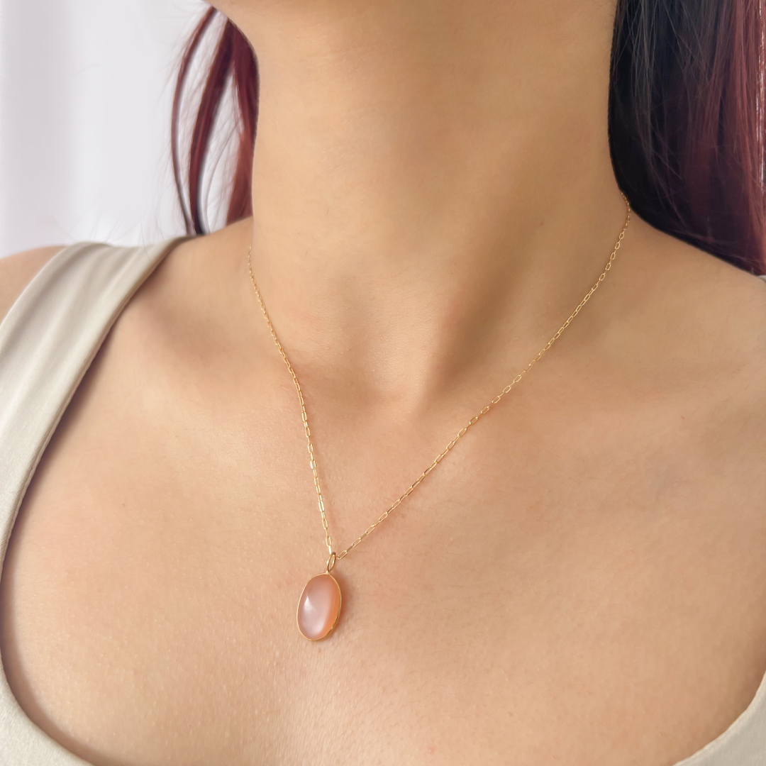 Pink Moonstone Oval Pendant