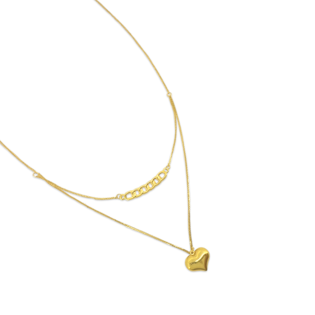 Layered Heart Curb Necklace