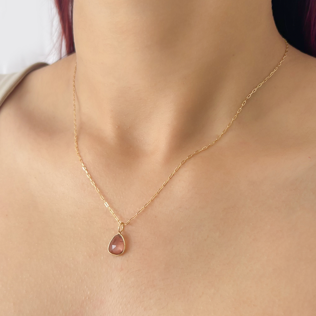 Abstract Pink Tourmaline Pendant