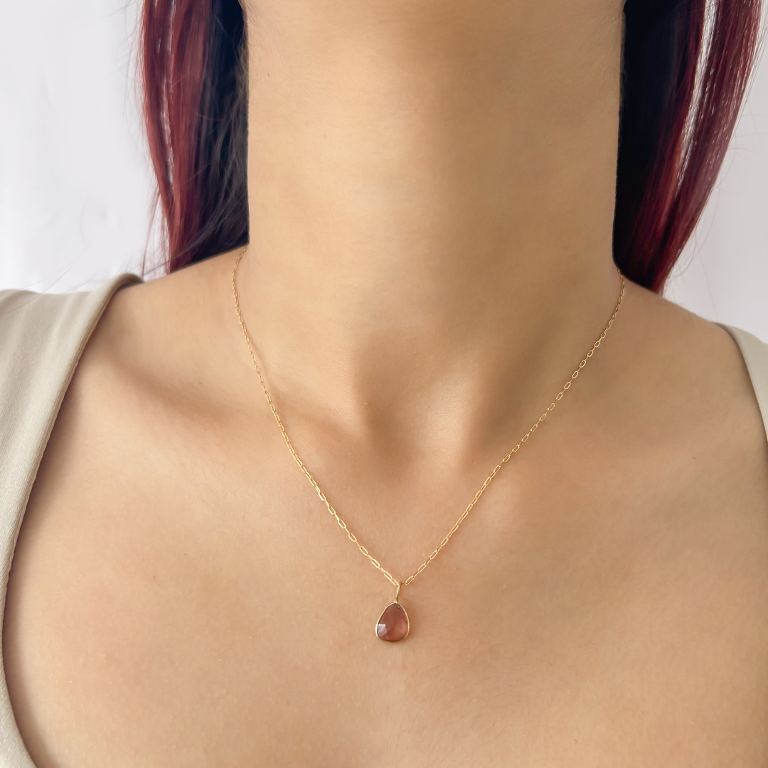 Abstract Pink Tourmaline Pendant