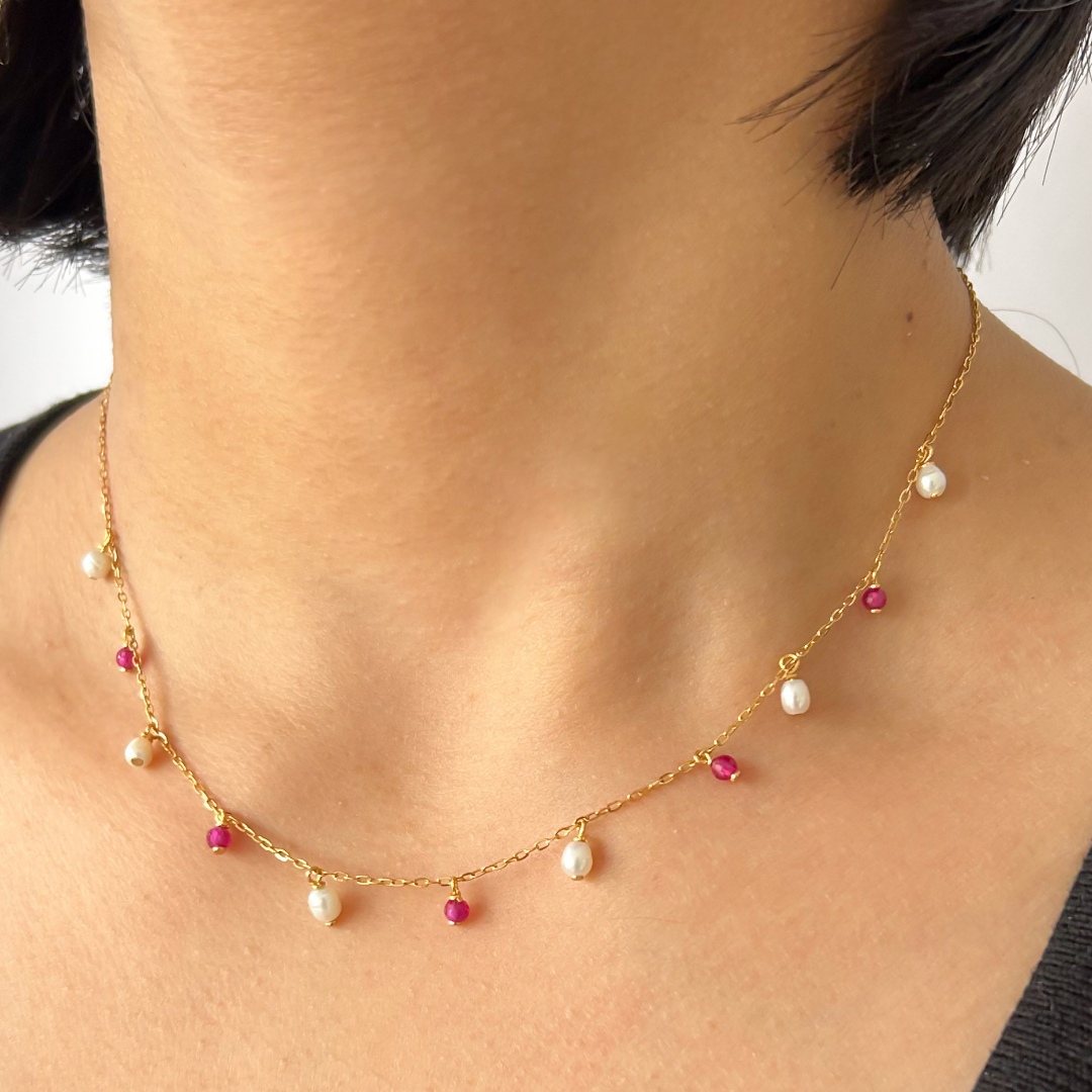 Pearl Crystal Floating Necklace
