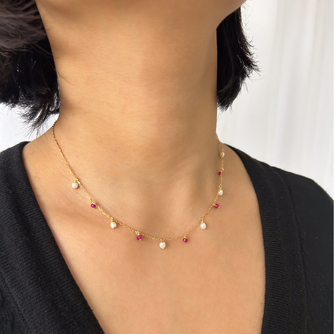 Pearl Crystal Floating Necklace