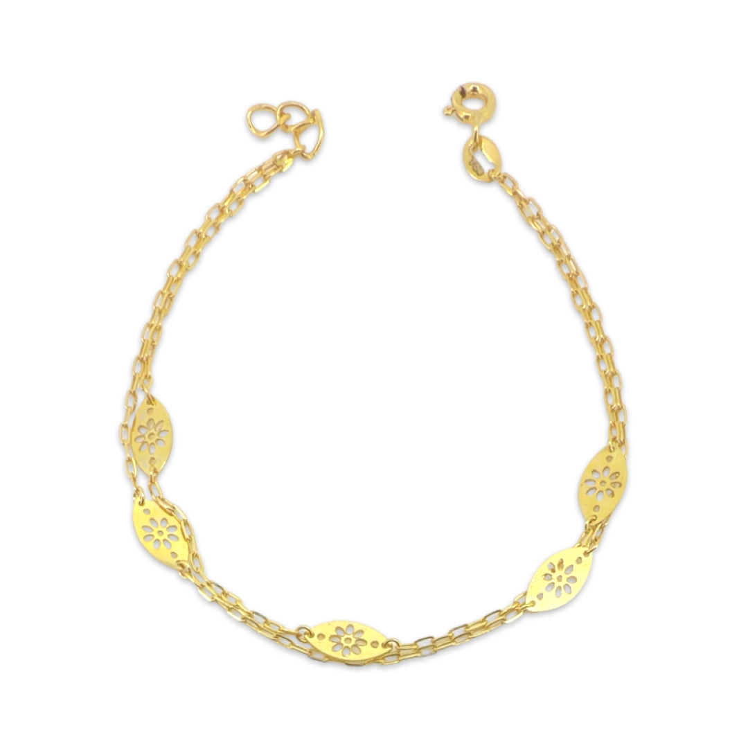 Dual Floral Leaf Bracelet