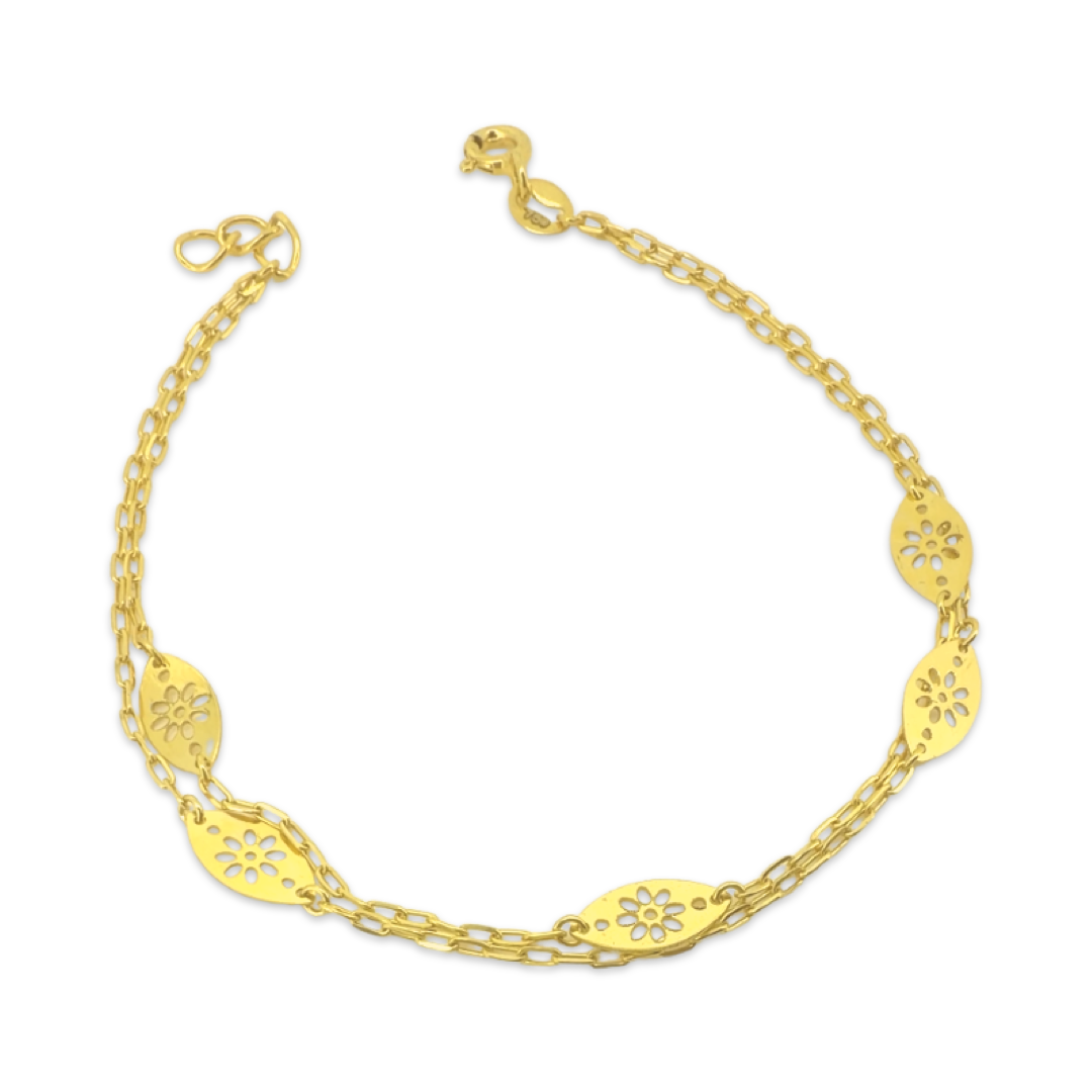 Dual Floral Leaf Bracelet