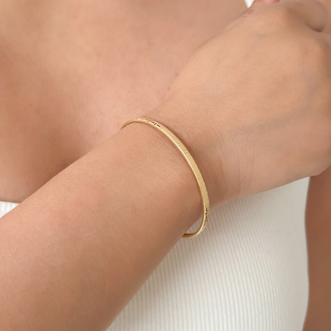 Bold Meander Bangle Bracelet