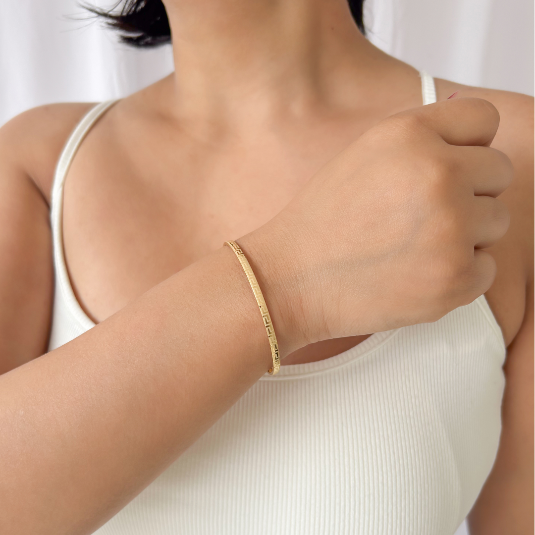 Bold Meander Bangle Bracelet