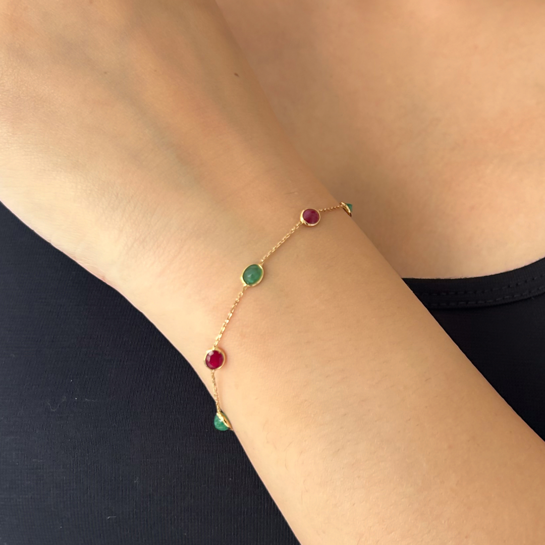 Ruby Emerald Oval Bracelet