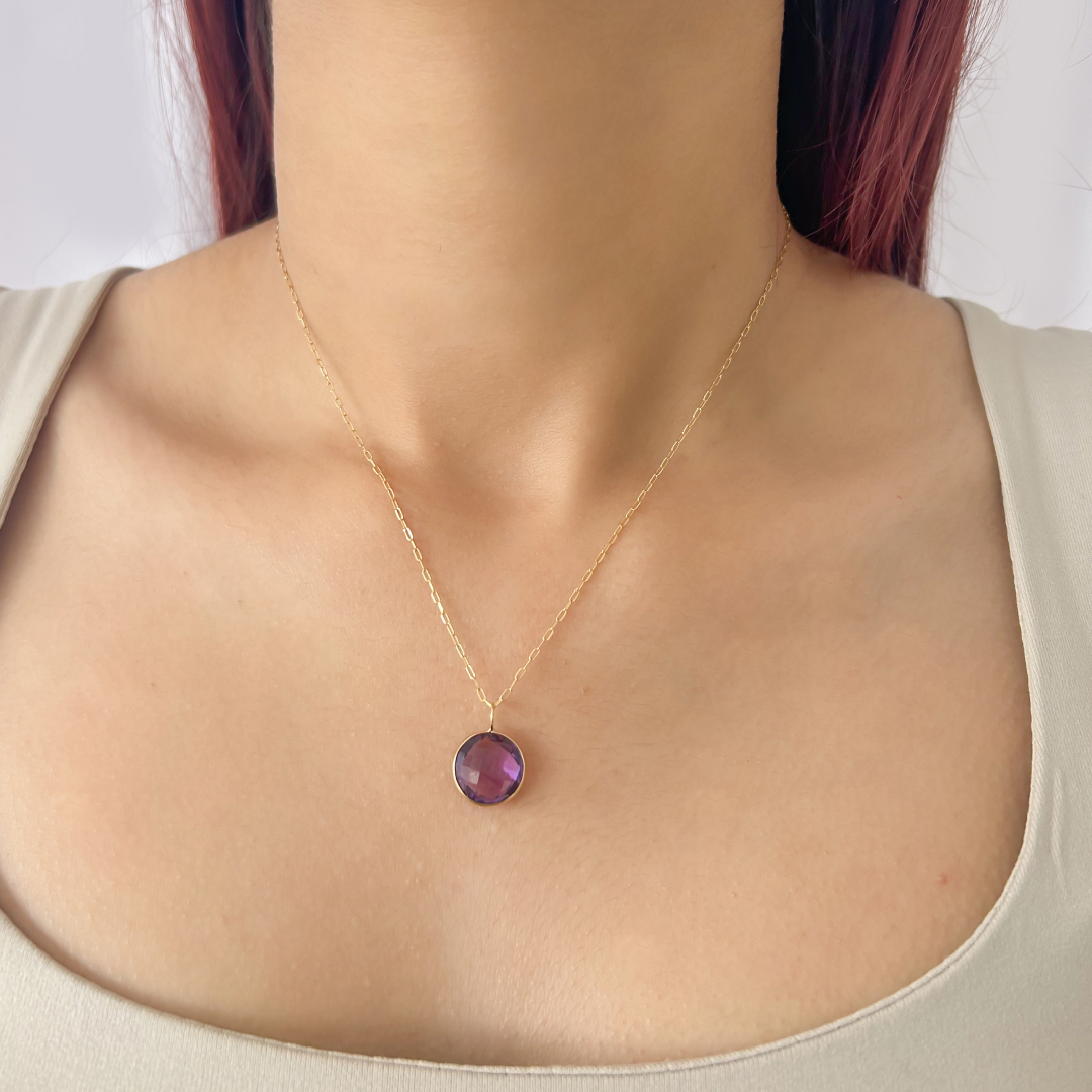 Round Amethyst Pendant