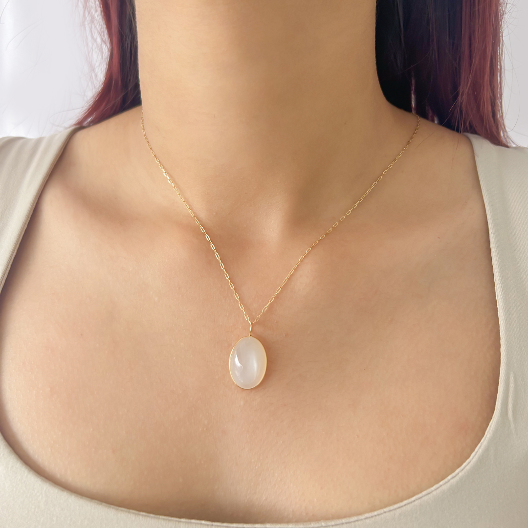 White Moonstone Oval Pendant