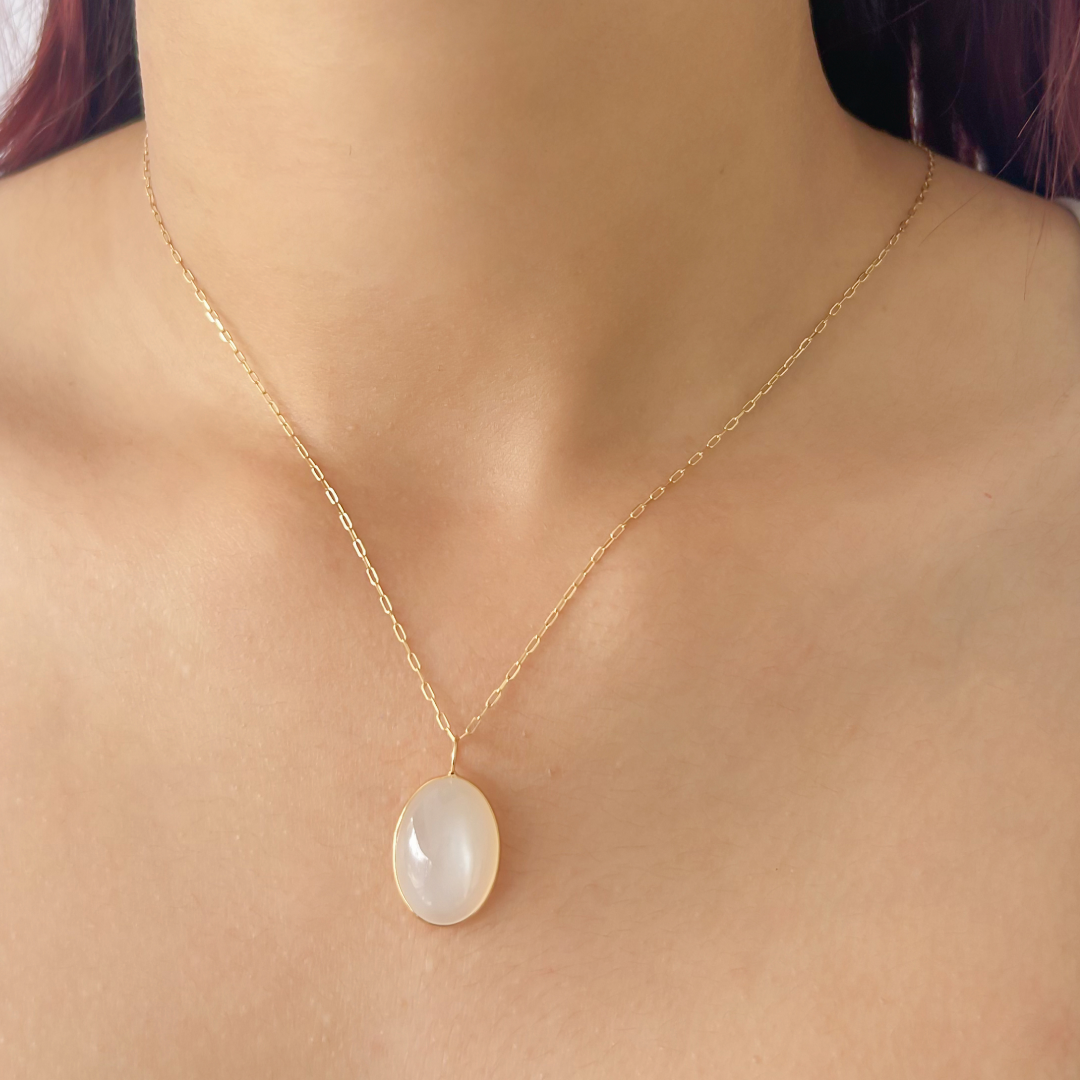 White Moonstone Oval Pendant