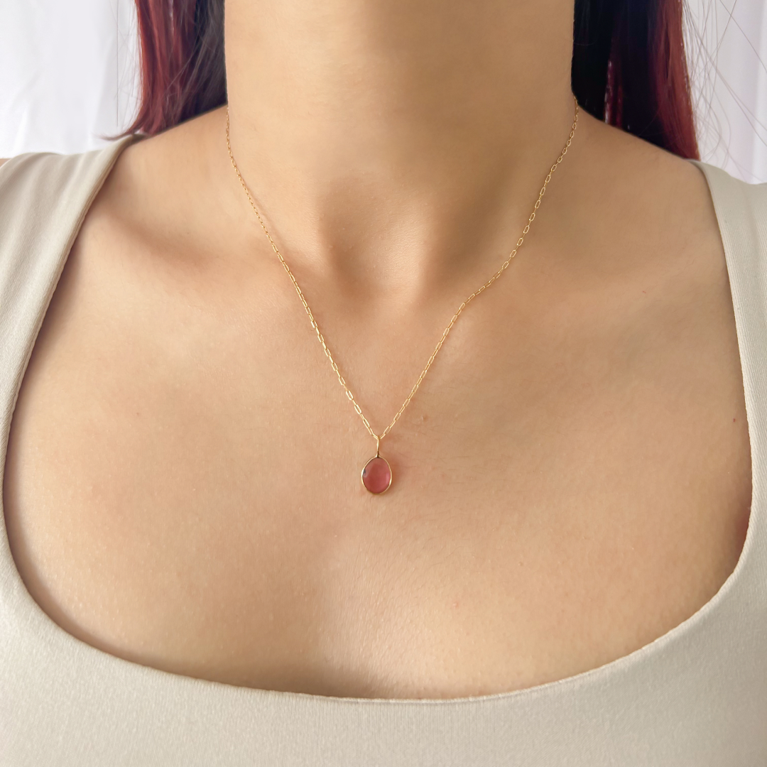 Pink Tourmaline Oval Pendant