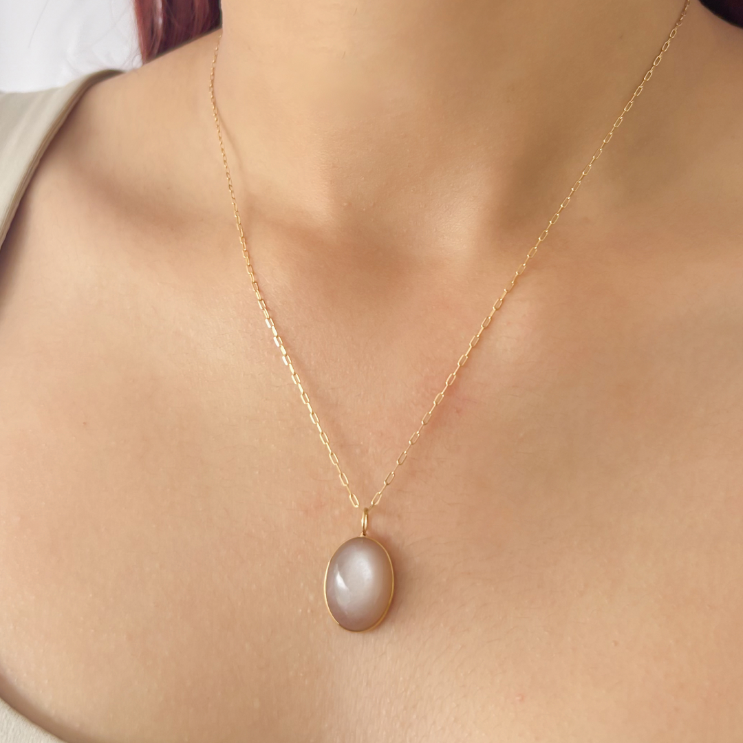 Beige Moonstone Oval Pendant