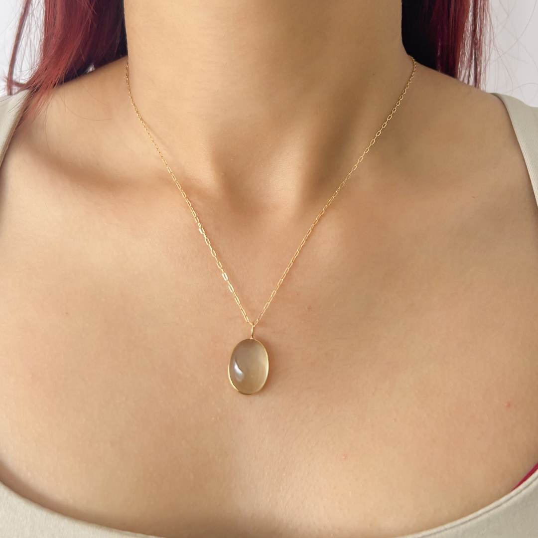 Clear Moonstone Oval Pendant