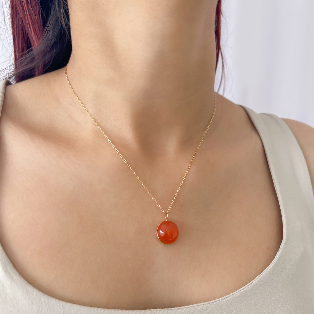 Mini Carnelian Round Pendant