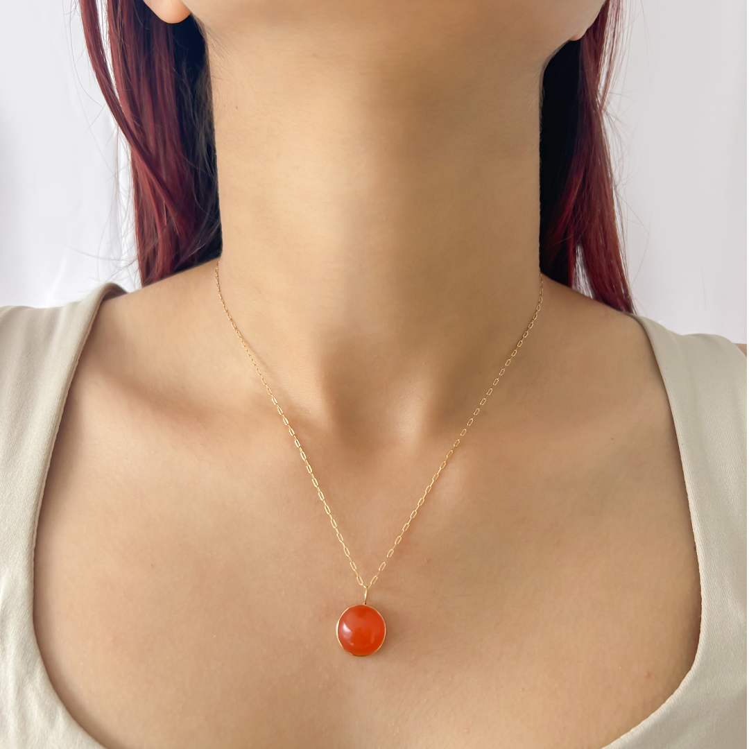 Mini Carnelian Round Pendant