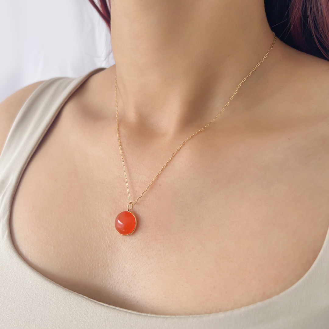 Mini Carnelian Round Pendant