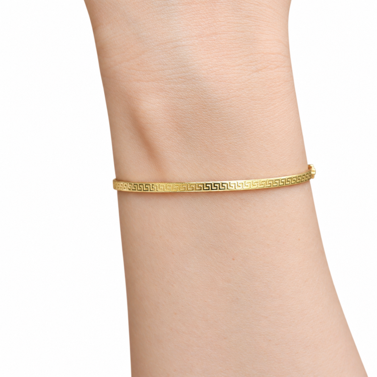 Sleek Embossed Meander Bangle Bracelet