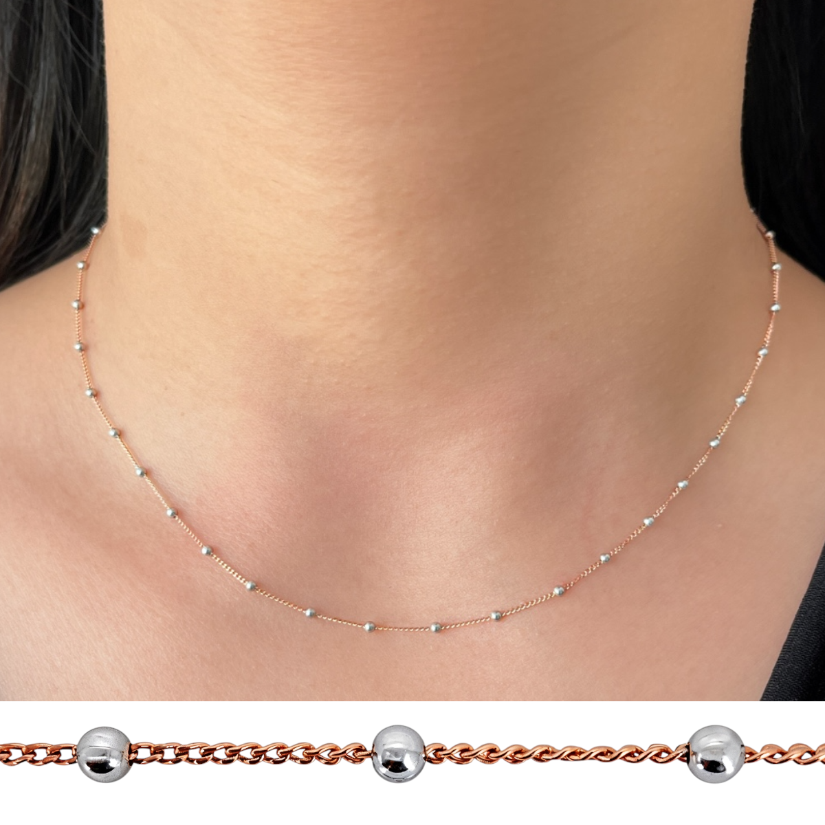 Dual Color Sphere Chain - 14k
