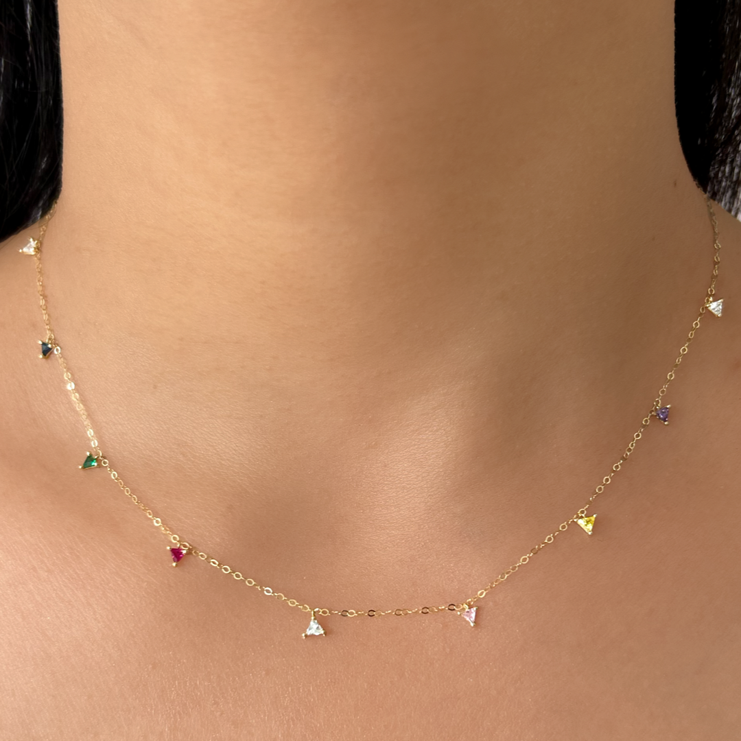 Multicolor Trillion Crystal Necklace