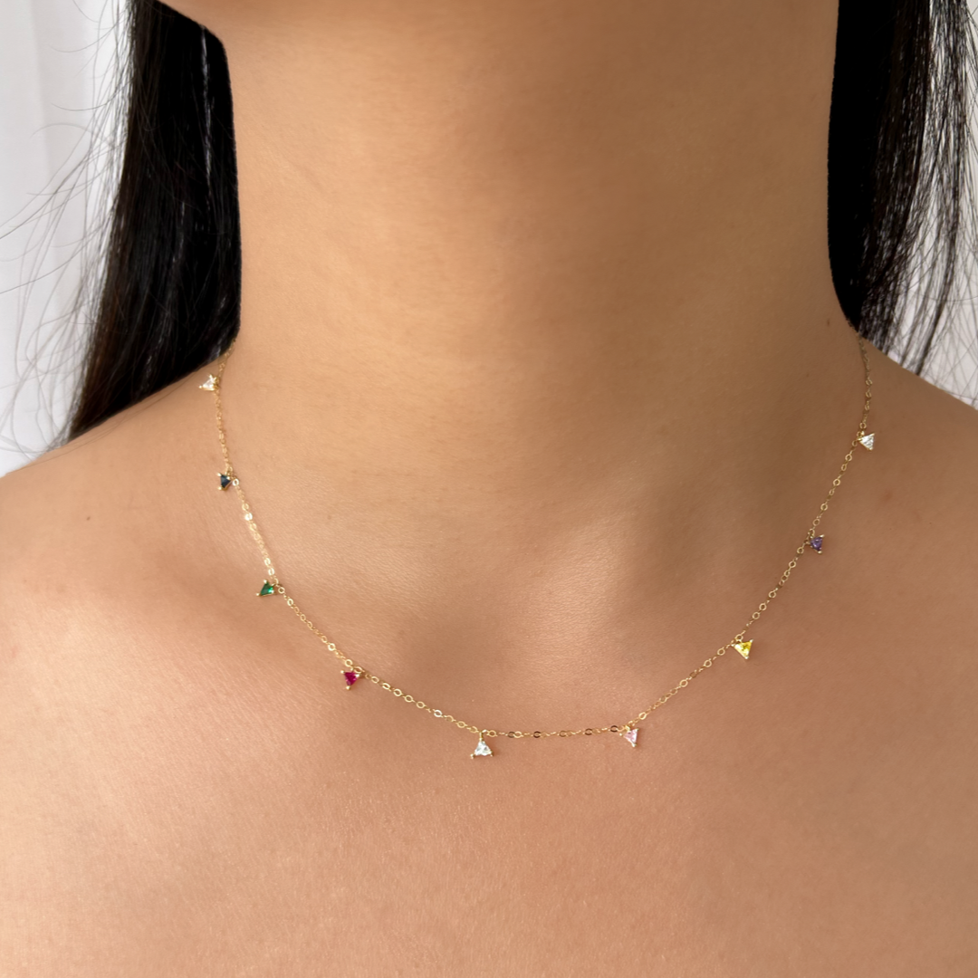 Multicolor Trillion Crystal Necklace