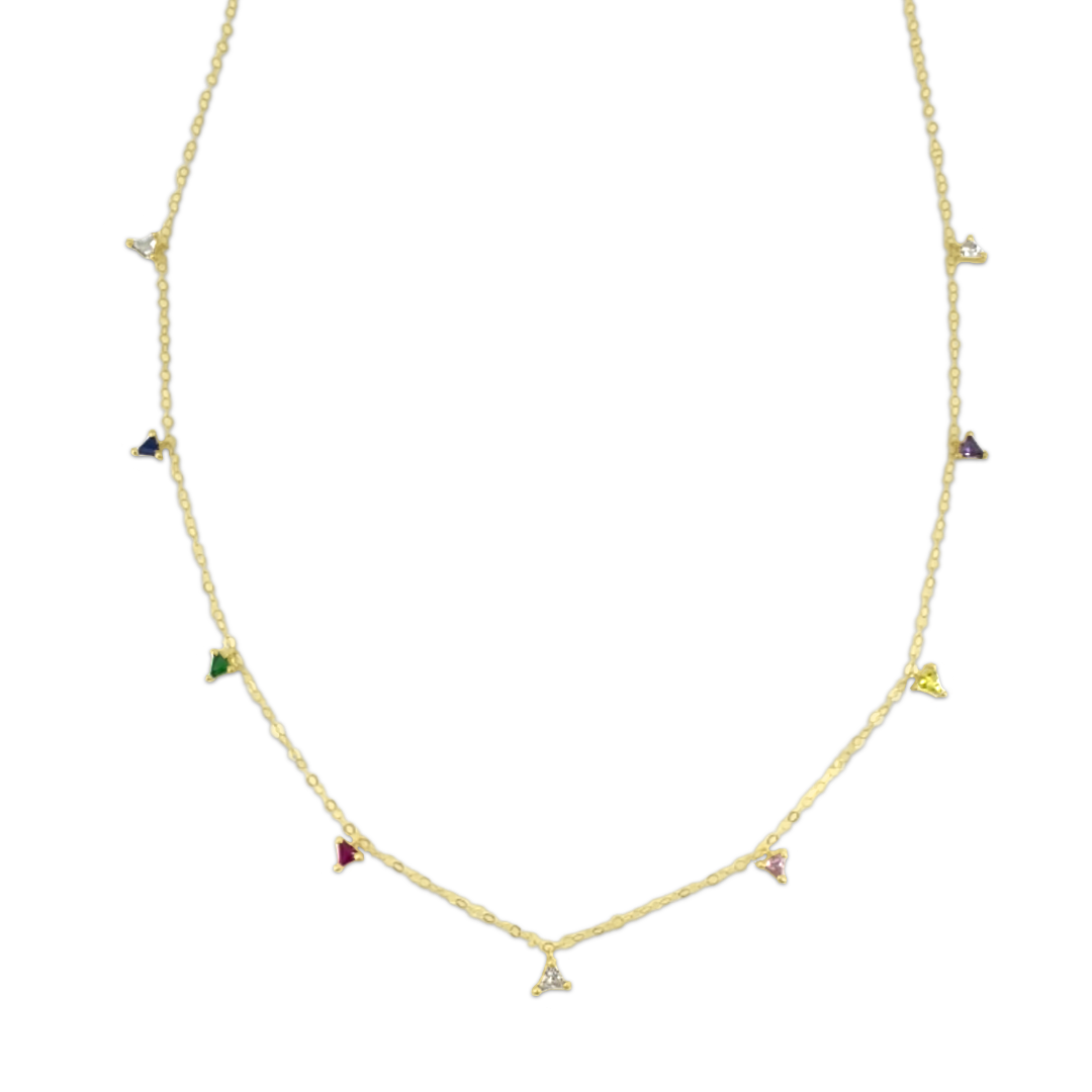 Multicolor Trillion Crystal Necklace