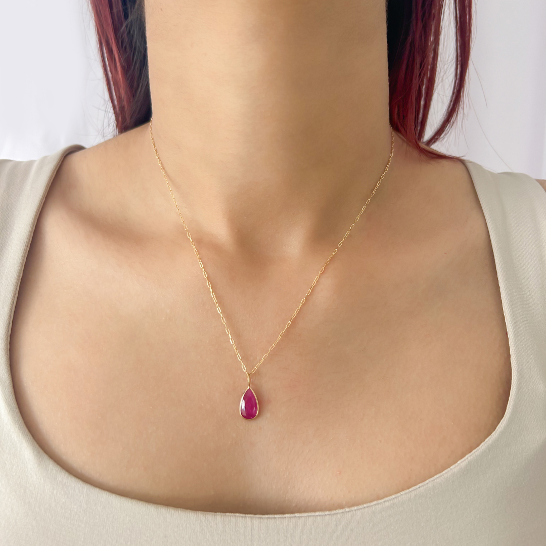 Ruby Pear Flat Pendant