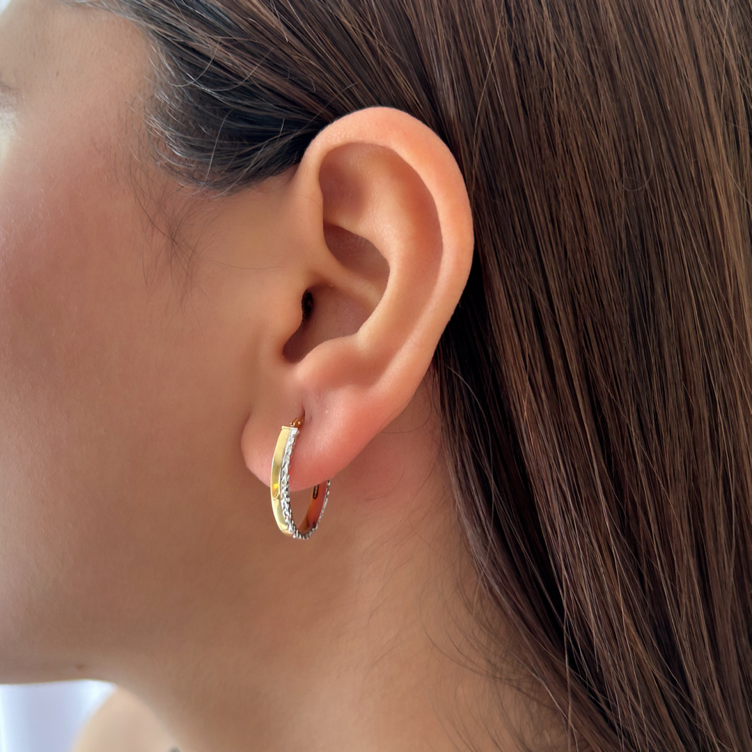 Dual Sparkle Oval Hoops