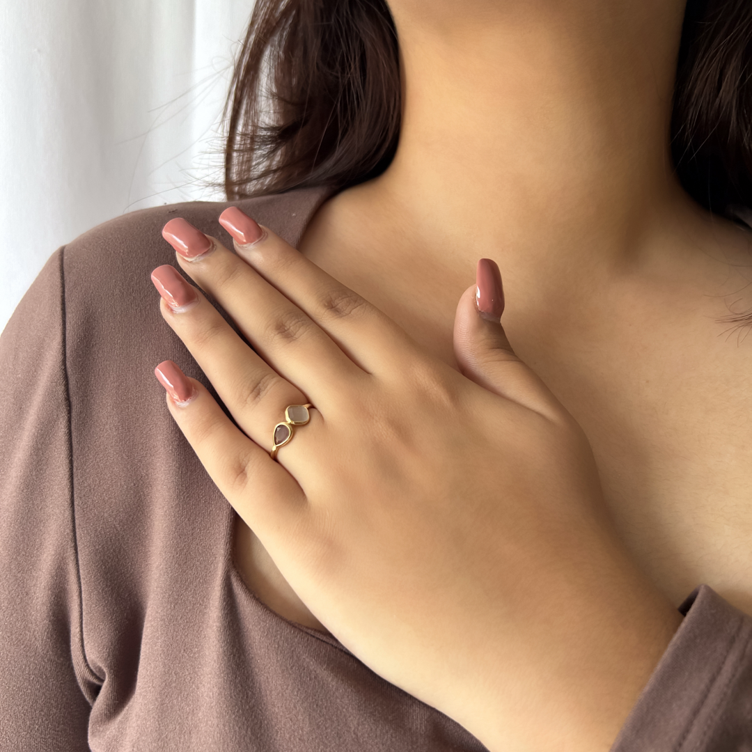 Rhombus Pear Stone Ring