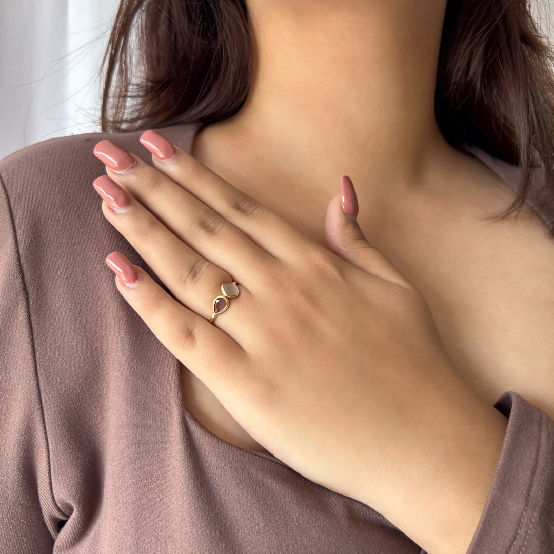 Rhombus Pear Stone Ring