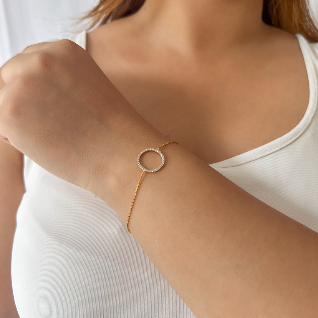 Diamond Halo Bracelet | Thin Chain