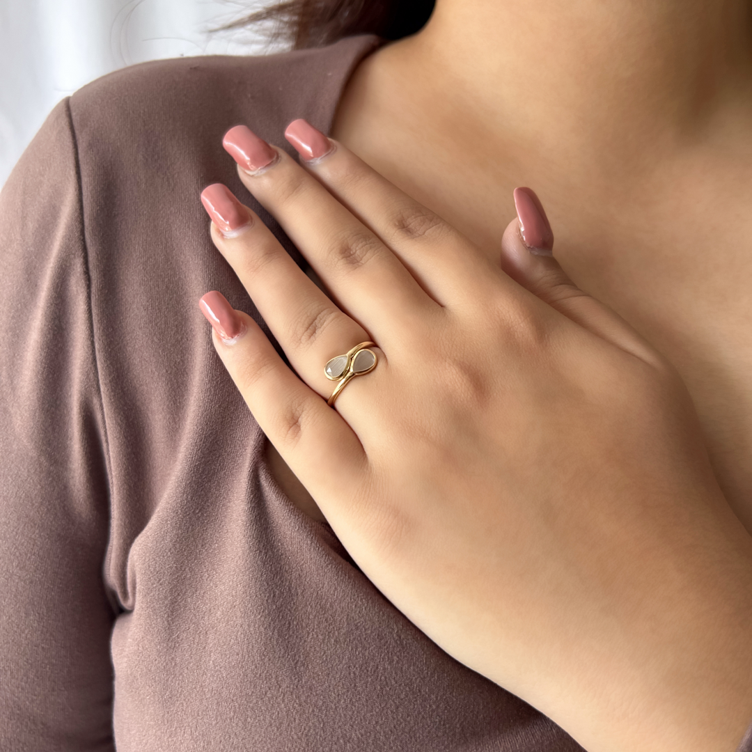 Pearly Pear Crossover Ring
