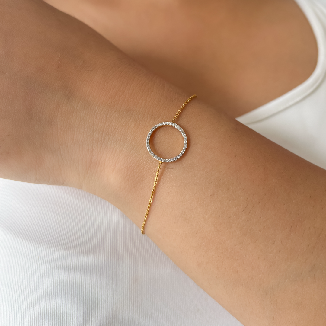 Diamond Halo Bracelet | Thin Chain