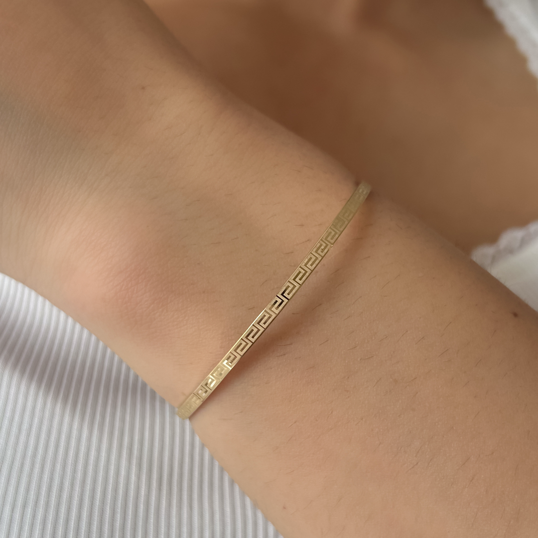 Flat Meander Bangle Bracelet