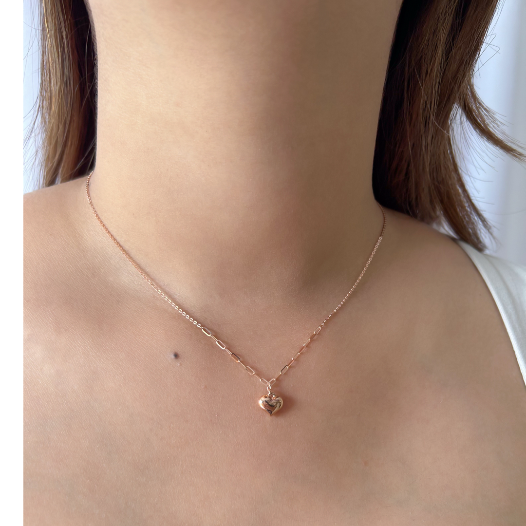 Rose Paperclip Heart Necklace