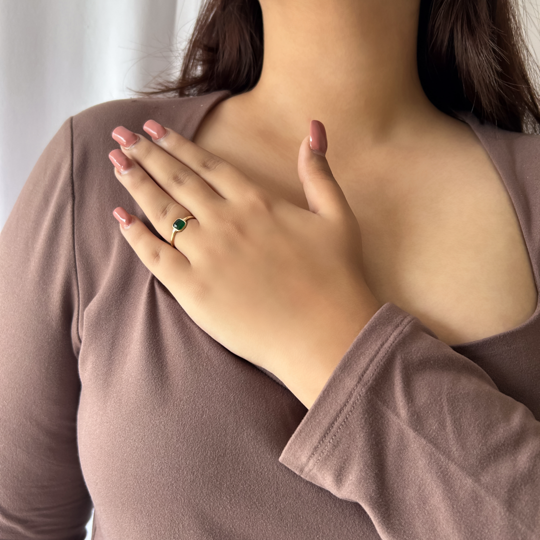 Green Stone Princess Ring