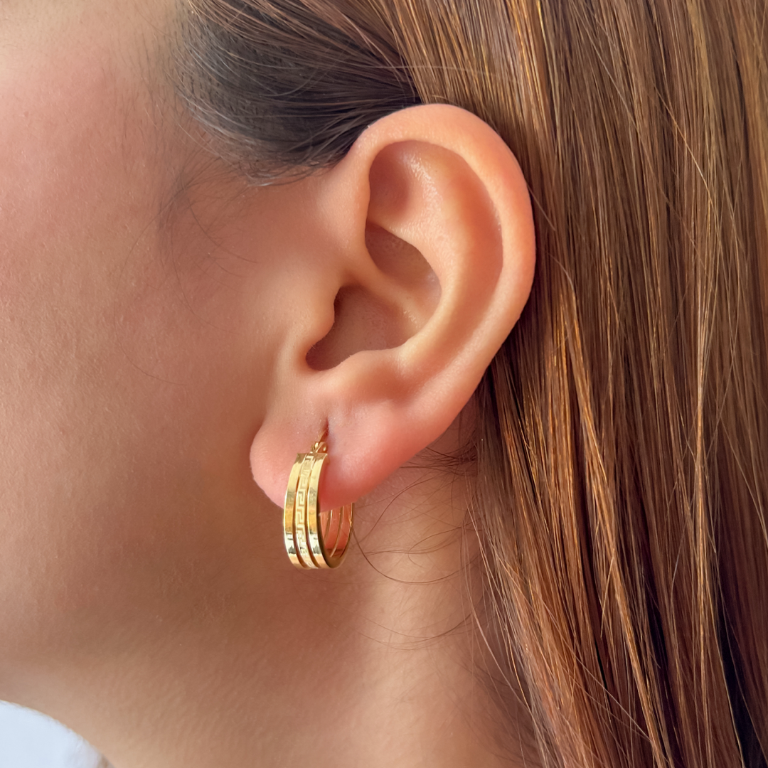 Tri Meander Oval Hoops