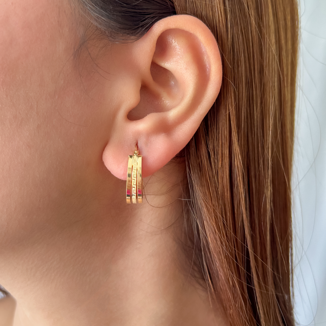 Tri Meander Oval Hoops