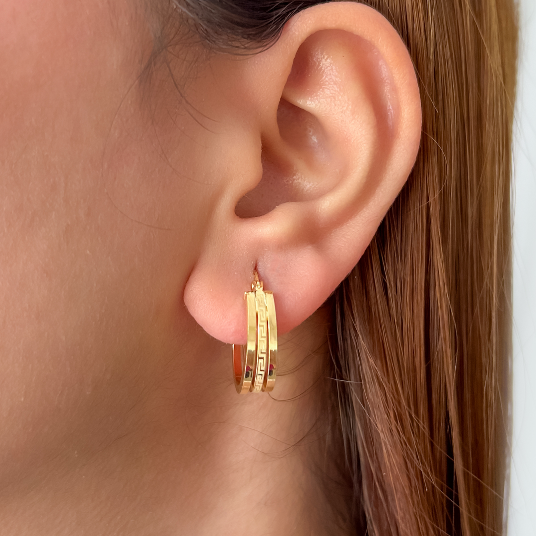 Tri Meander Oval Hoops