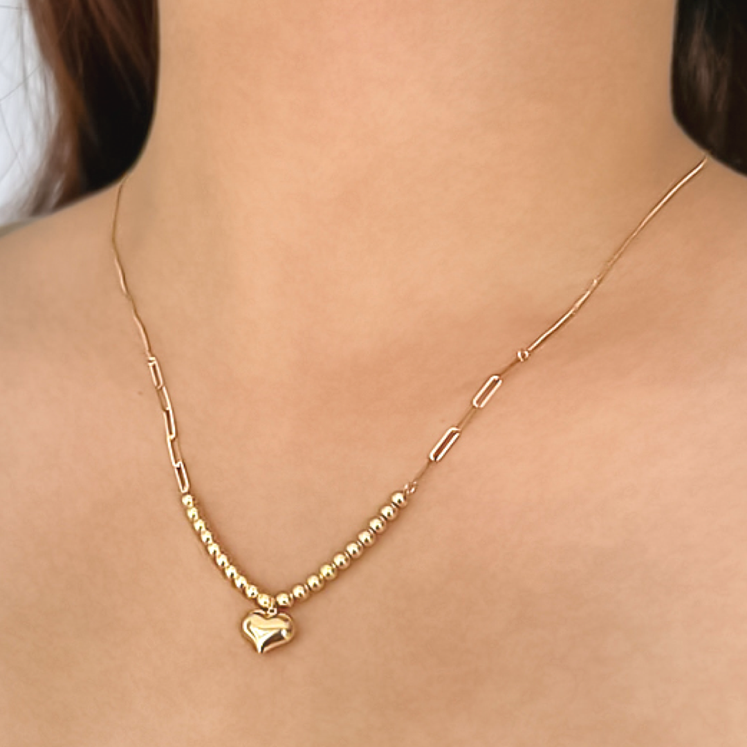 Paperclip Heart Bead Necklace- Box
